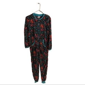 NEW Secret Treasures Pajamas One Piece Gray Pink Turquoise Animal Print Sz S 4-6